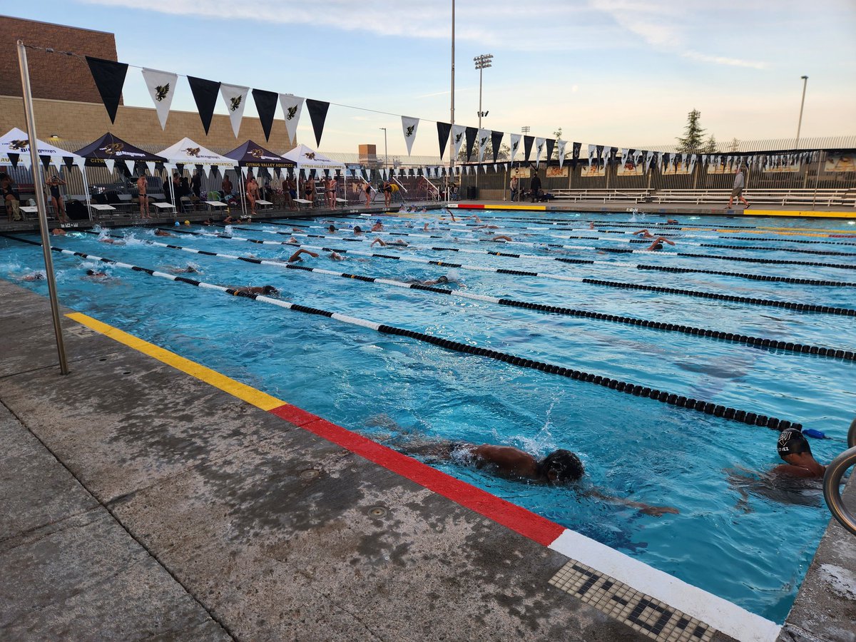 CvhsSwimming's tweet photo. We are warming up for the 4th Annual Blackhawk Swim Invitational!! 11 teams competing!! #goblackhawks #swimhard https://t.co/agTNWfMkuq