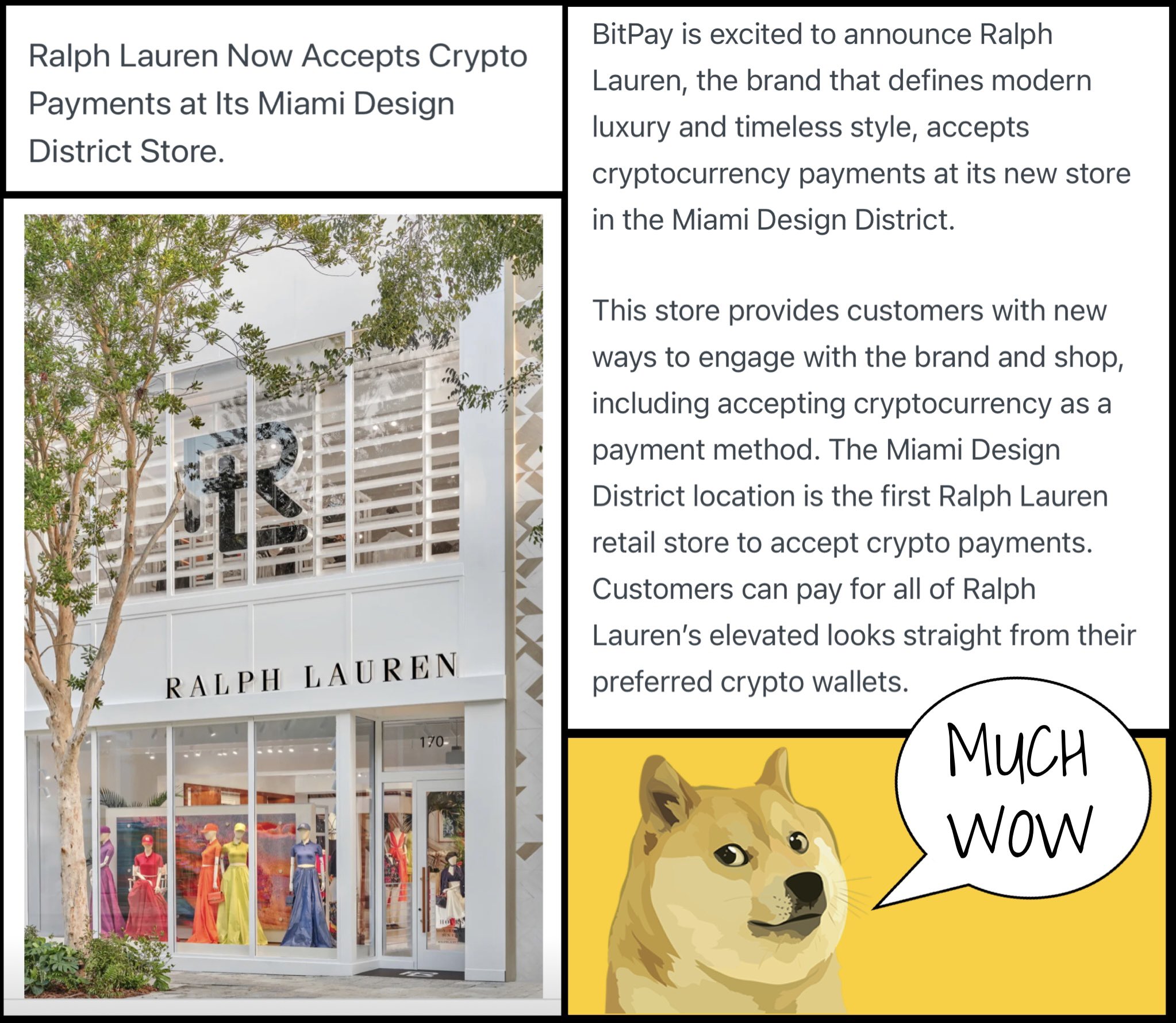 Ralph Lauren Now Accepts Crypto Payments at Its Miami Design District Store