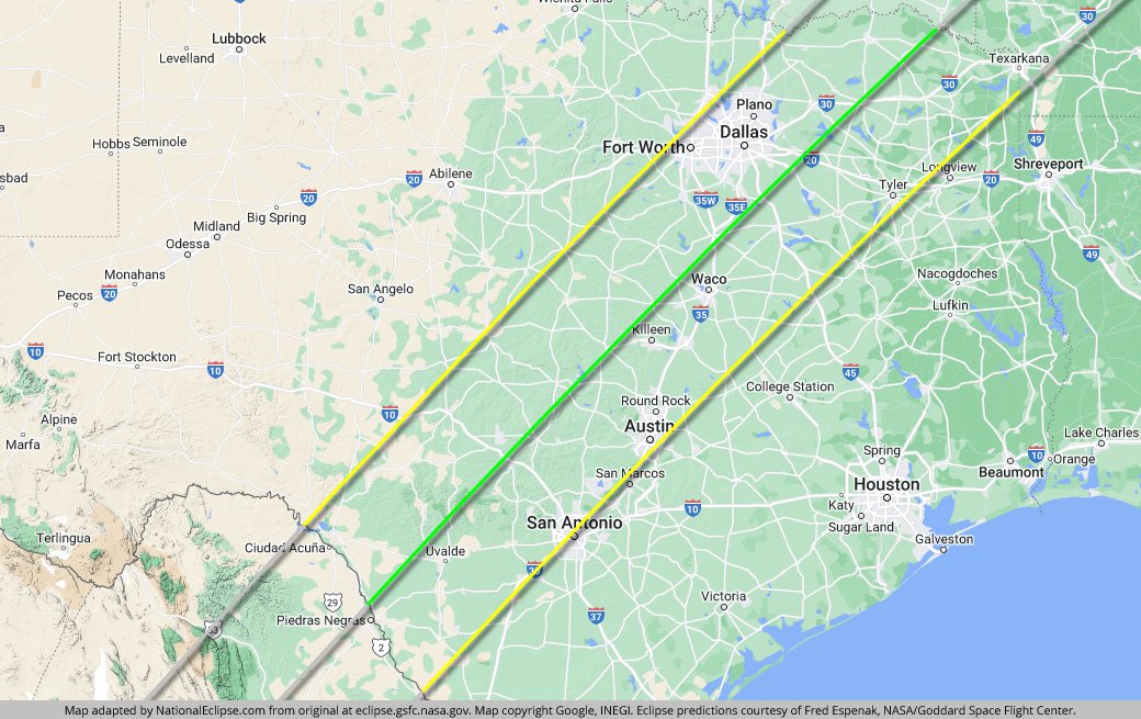 NationalEclipse's tweet image. Our Eclipse Maps page is the most popular destination on NationalEclipse.com, with detailed state-by-state maps of the path of totality in the U.S.

Remember: You must be INSIDE the path of totality to see a TOTAL solar eclipse on April 8, 2024.

NationalEclipse.com/maps.html
