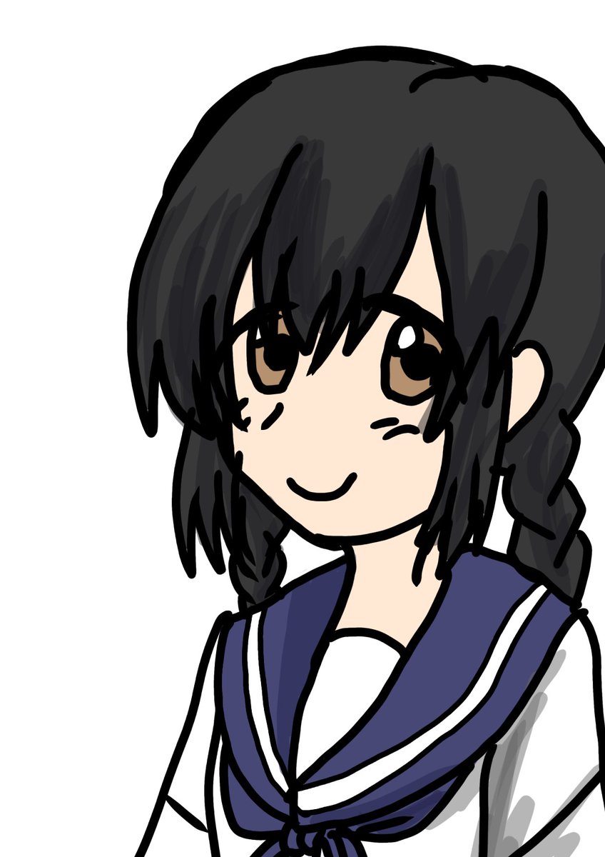 磯波(艦これ) 「アイビスくん、デジ絵始めたてでペイントで描いたあの頃感… 」|はらうのイラスト