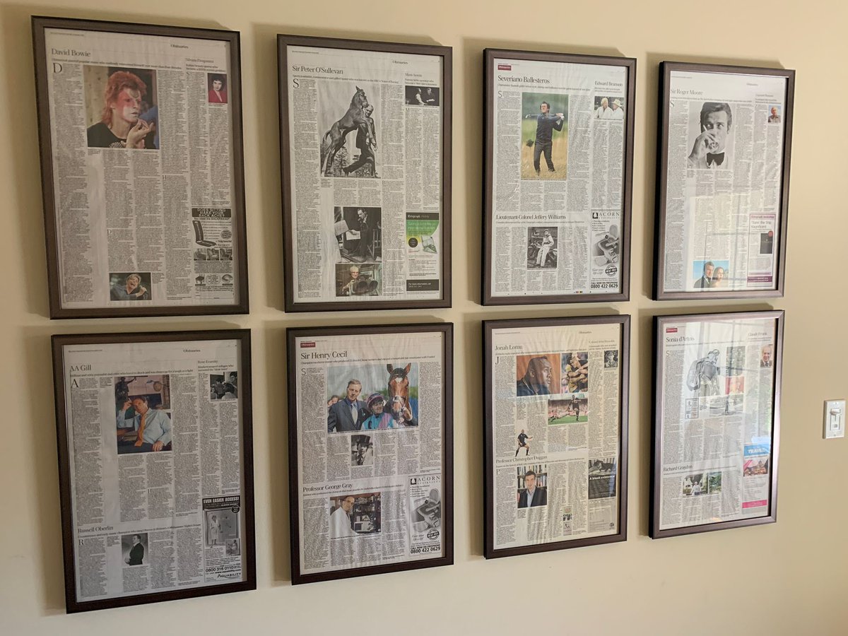 Marcus Saul (@marcussaul78) on Twitter photo Finally got some of my favourite <a href="/Telegraph/">The Telegraph</a> obituaries up on the wall. A lovely gift from a great friend <a href="/jonathanogrady/">Jonathan O'Grady</a> #Seve #Bowie #007 #voiceofracing Finally got some of my favourite <a href="/Telegraph/">The Telegraph</a> obituaries up on the wall. A lovely gift from a great friend <a href="/jonathanogrady/">Jonathan O'Grady</a> #Seve #Bowie #007 #voiceofracing