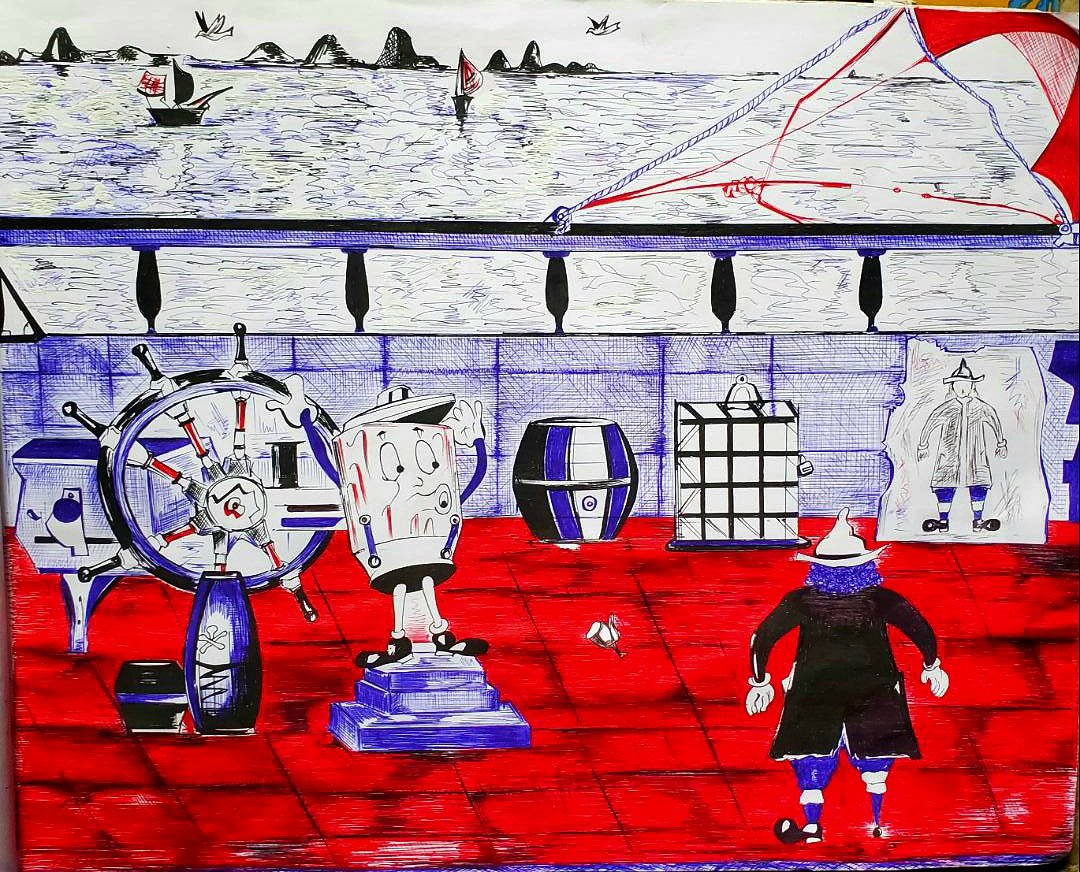 uzondutestimony's tweet photo. I drew with a pen....tried as much as possible to get some details in here.
So this drawing says it all,the character holding the wheel saw  impossible 🤔. 
Now, are they daydreaming, or is it a trance?
@WaltsVault_NFT 
@Cohl_world https://t.co/gRCttsomyl