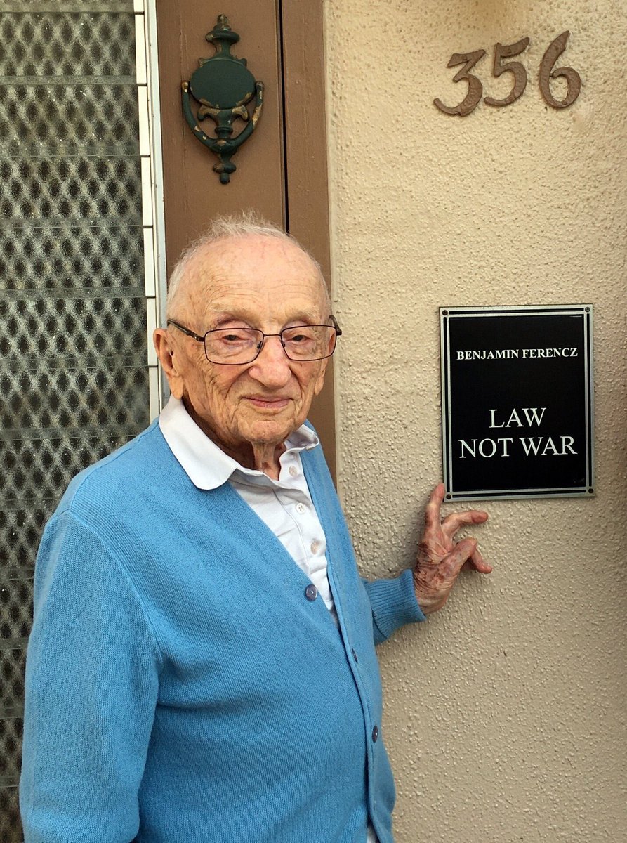 Sad news. Ben Ferencz has died at age 103. From Nuremberg to today, his was a life that touched everyone in the world of international criminal law. Ben was a giant of justice &amp; moral clarity. Let us honour Ben’s life by continuing his work in the pursuit of Law, Not War. 💛✌🏼