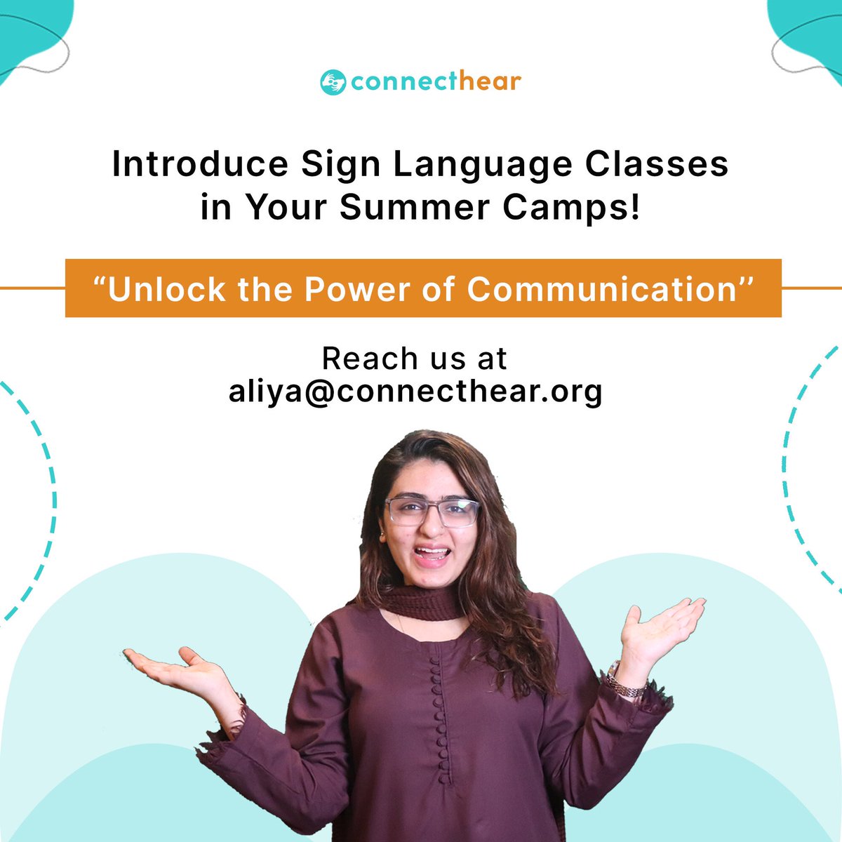 connect_hear's tweet photo. Wait! Are you also looking to create a truly inclusive experience at your next summer camp or workshop? Look no further than ConnectHear's sign language classes.

Contact now to learn more!

#5yearsofCH #ConnectNOW #Accessible https://t.co/V0U24JLio4