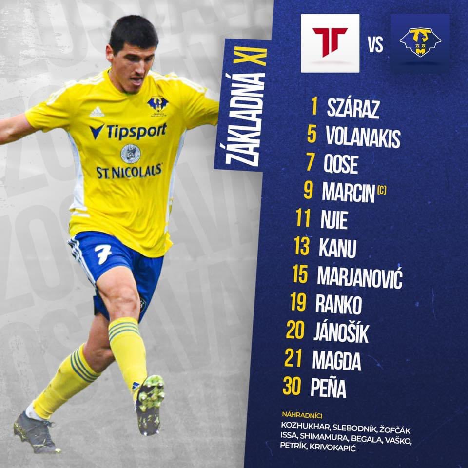 V tejto zostave nastúpime v dnešnom zápase na pôde AS Trenčín 🟡🔵
#spolusmezemplin