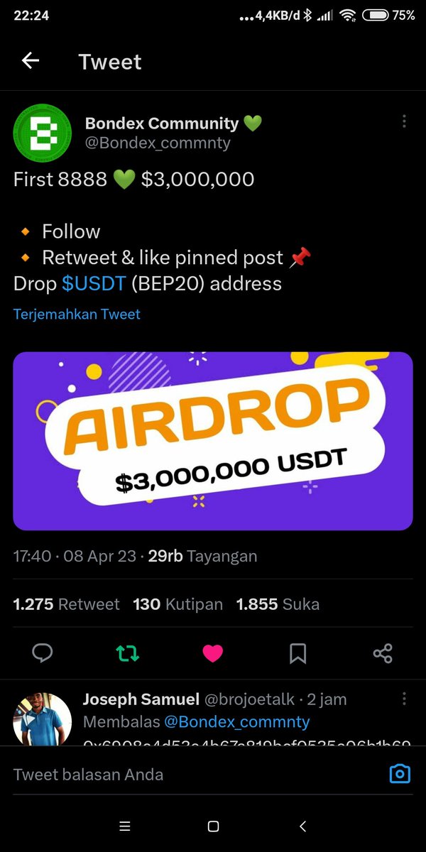 nanin_azza's tweet photo. @Bondex_commnty 0x7891c2E10012a0A93844065579e78363DBC9772C
@Imamazza234 
@Lindawati_azza 
@restoeb48992111 
Done ✔️ https://t.co/DNXf0JWjNH