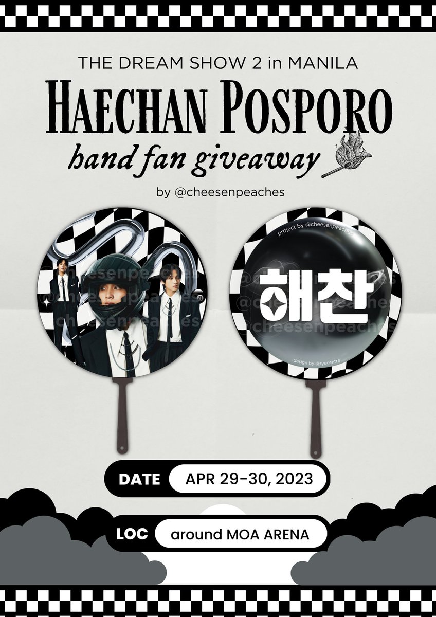 cheesenpeaches's tweet photo. 🏁HAECHAN POSPORO HAND FAN 

fan support by @cheesenpeaches
design by @ryucentre 

🎱 mbf, like &amp; rt (optional) 
🎱limited quantity only 
🎱april 29 &amp; 30 
🎱around moa arena (exact time and location will be posted on dday) 

#THEDREAMSHOW2_in_MANILA
#TDS2inMNL #TDS2inManila https://t.co/re7EJHJfFK