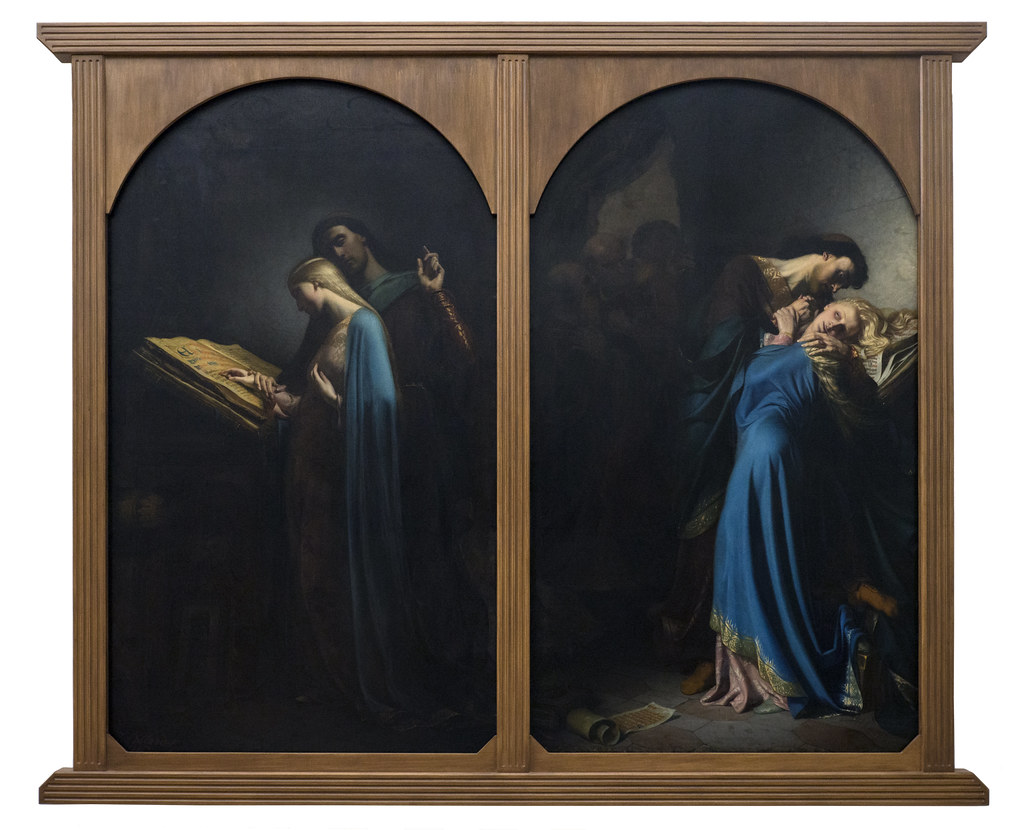 Леон-Марі-Жозеф Біларде (Léon-Marie-Joseph Billardet), диптих "Абеляр навчає Елоїзу" і "Абеляр і Елоїза здивовані Фульбертом", 1847, Франція.