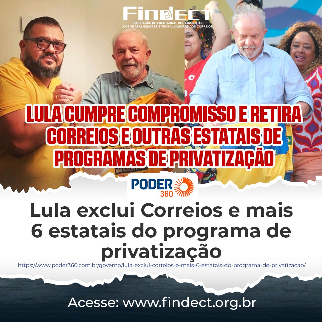 SPSintect's tweet photo. ✊🏽 #NãoÀVendaDosCorreios | Lula cumpre compromisso e retira Correios e outras estatais de programas de privatização
#Correios #Findect #NãoÀPrivatização #Lula

Leia conteúdo completo da notícia do Poder 360 no link abaixo:
https://t.co/z08F7REFIc https://t.co/TXxAzM4rIq