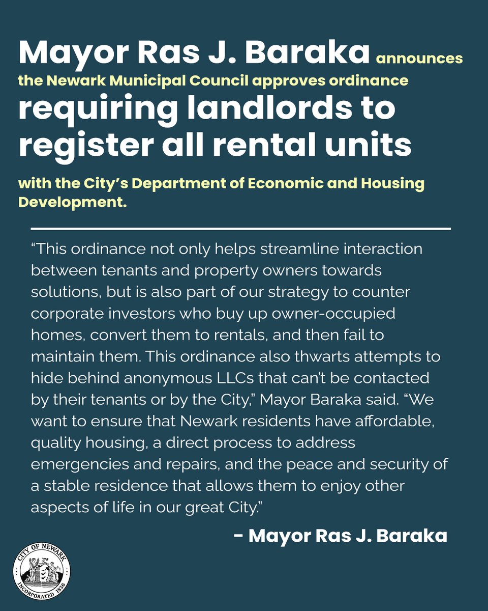 City of Newark on Twitter "NEWARK TO REQUIRE REGISTRATION OF ALL