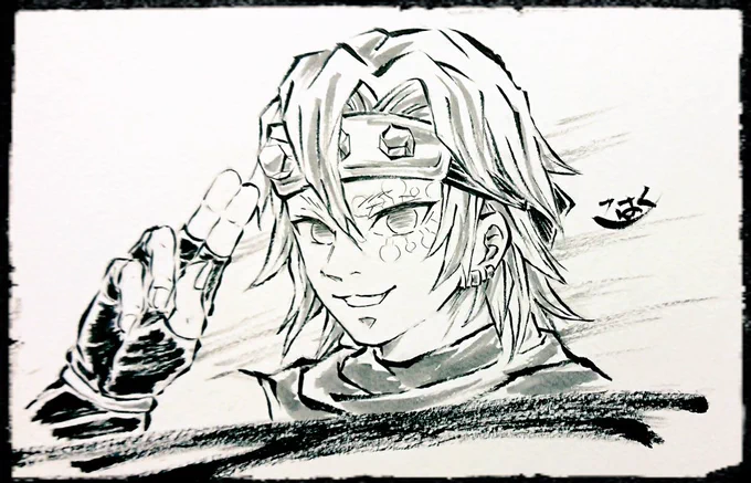 「ラスト、よろしく💎✨」

ありがとう遊郭i編😭✨💕
筆ペンで描きました🖌️
#アナログイラスト 
#墨絵 https://t.co/Zzd5wREkRU