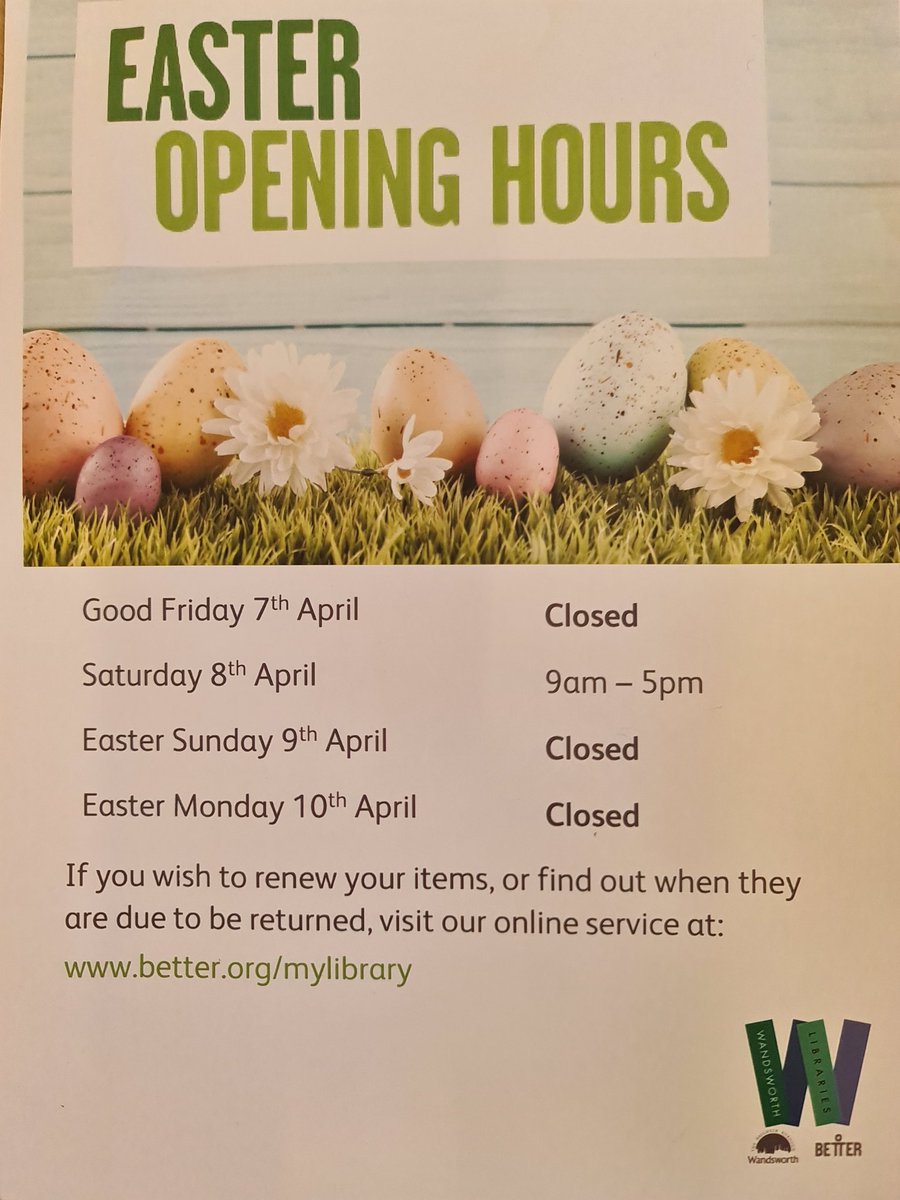 BetterBattersea's tweet photo. #Spring
#Easter2023
#BatterseaLibrary https://t.co/XTv8WYQeHT