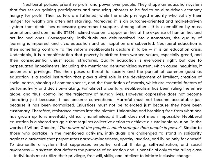 supernovaexa's tweet photo. got sm eng teacher validation from this, and @vivicaex &amp; i would like to share our advoc paper abt neolib educ in hopes that it would be helpful in raising awareness 🤲🏼 constructive criticisms (or compliments chz) would be vmuch appreciated! thank u 💌 https://t.co/uWbuipgTGs https://t.co/BzLFvMSFbK
