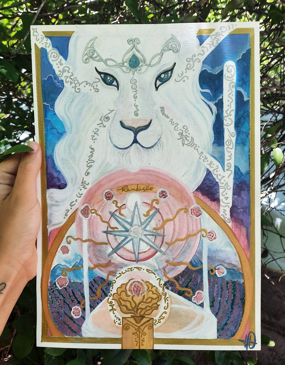 Sementedecura's tweet image. Primeira vez que acesso um Eu Superior com aparência de um Leão Branco, ainda tendo o prazer de poder representar 🎨🥰🦁🤍
#lightlanguageart
#artemediúnica