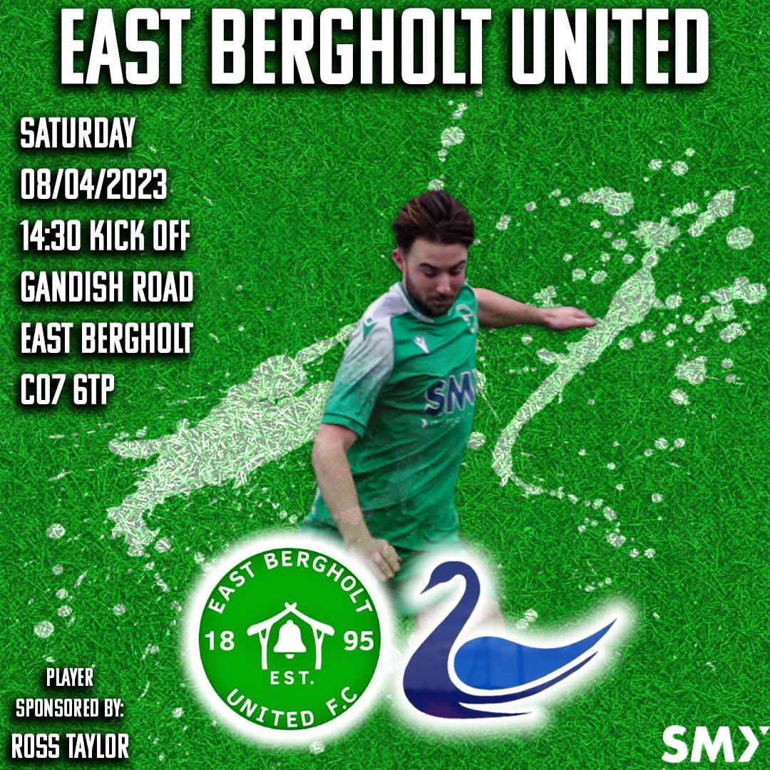 MATCHDAY 1st Team: vs @FC_Westerfield (Gandish Road, East Bergholt, CO7 6TP) 14:30 Kick Off Morgan Rushton Sponsored By @RossTaylor88 #GreenArmy Sponsored By @smyitservices