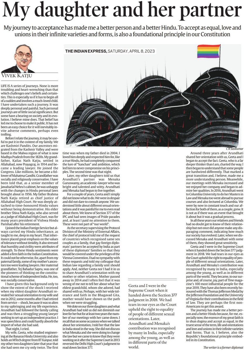 I hope <a href="/MenakaGuruswamy/">Menaka Guruswamy</a> and I can be as good parents to our children as our parents have been to us.
<a href="/VivekKatju/">vivek katju</a> writes of his and my mother's journey in today's Indian Express.