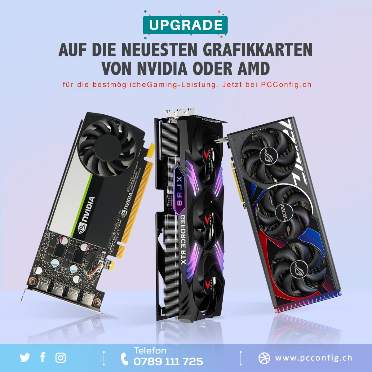 PcconfigSwiss's tweet photo. Erlebe Gaming- und Workstation-Grafikkarten auf einem neuen Level mit https://t.co/Bd8IIzaGzv! NVIDIA und AMD Modelle für ultimative Leistung. #pcconfig #grafikkarten #gaming #workstation #NVIDIA #AMD #Tech #pcgaming https://t.co/o8cL0cIwGF