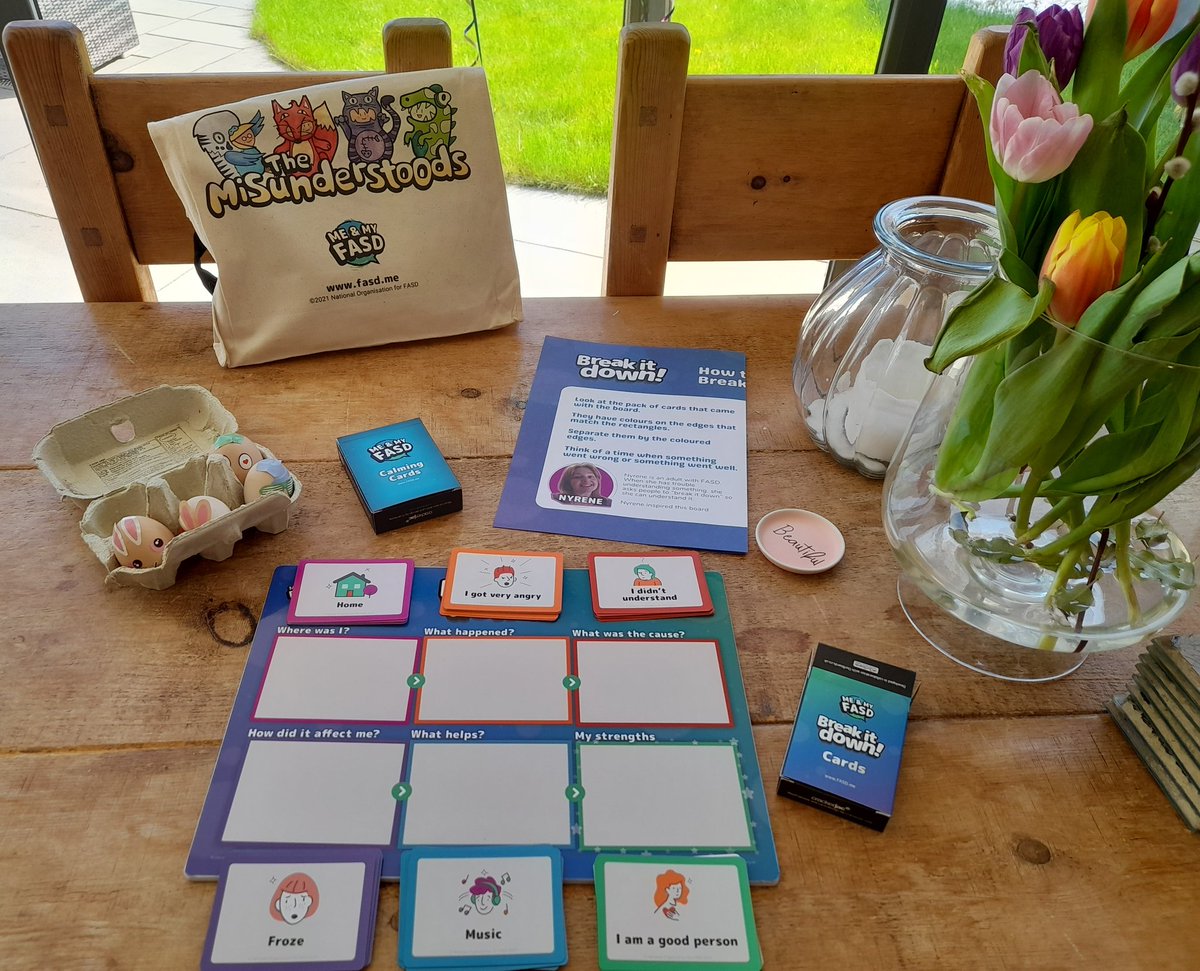 shieldy81's tweet photo. Thank you @NationalFASD for our #Me&MyFASD #BreakItDown Board, #CalmingCards and #TheMisunderstoods boardgame. The beautiful bag that it comes in will be perfect to take on our travels. Love the #AlcoholFreePregnancy message on the postage label 🙏 https://t.co/lH1Ge8qFsx