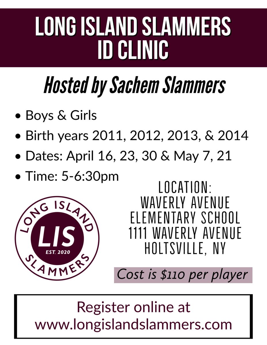 lislammers's tweet photo. Limited spots available for our Spring ID Clinic!

Head over to https://t.co/QYe3jMOJii for more info and to register!

#slamfam #longislandsoccer #longislandslammers https://t.co/4ukkvbomEd