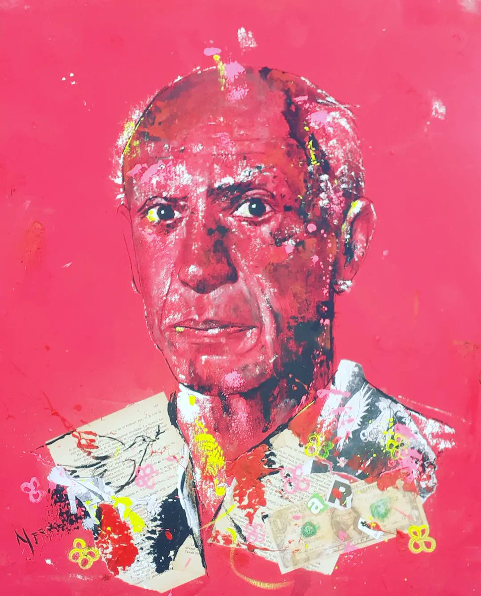 artpenalver's tweet photo. Picasso 50ANV. Mixed Media acrylic, spray painting and collage on canvas 50X60CM.
#picasso#acrylic#spraypainting#gernica#paloma#arte#modermart#galleryart#pablopicasso#contemporaryart#dollar#art https://t.co/FkKG324SYl