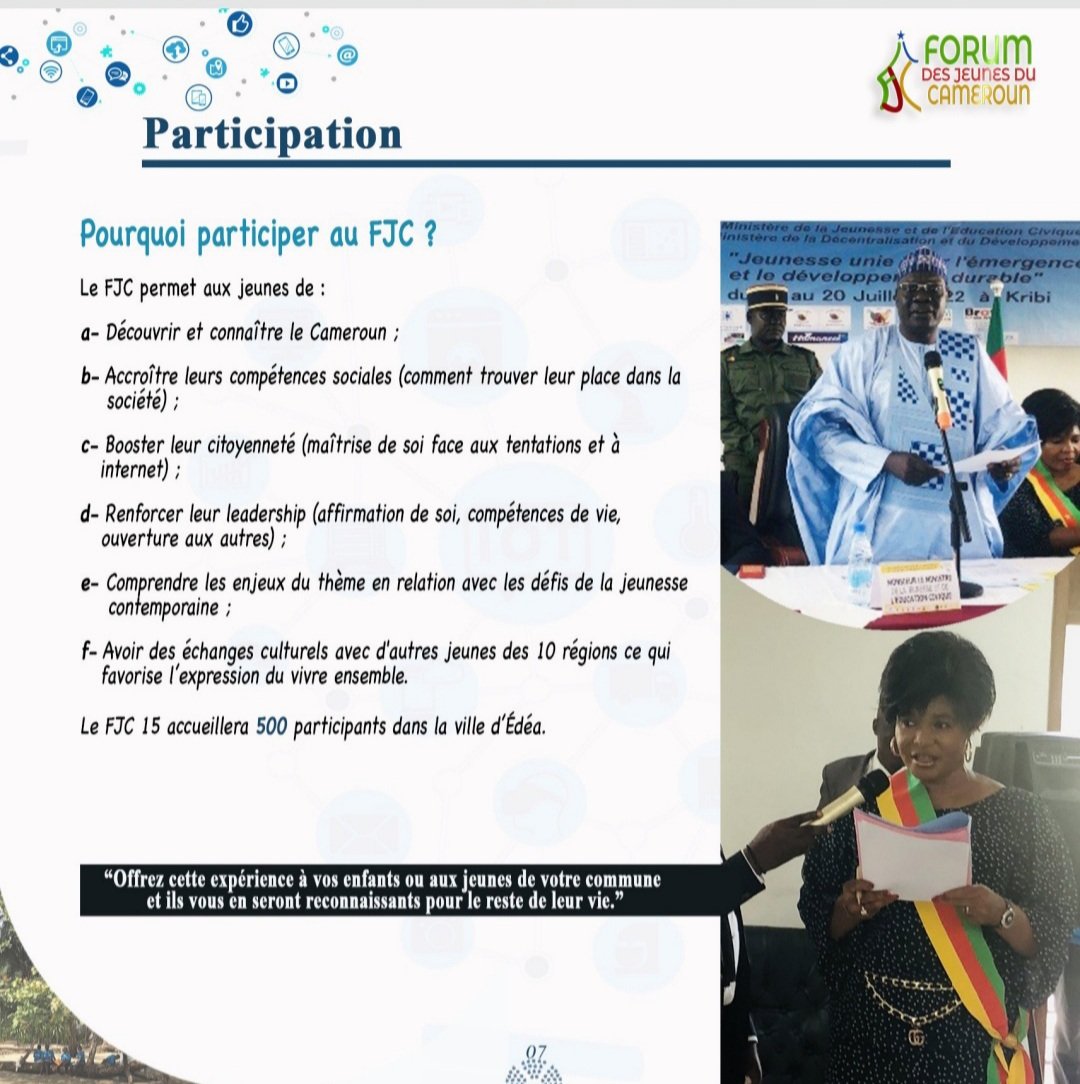 zenunetwork's tweet photo. 📢En route pour la #15ème édition du Forum des Jeunes du Cameroun qui se déroulera du 17 au 21 juillet 2023 dans la ville d' Edea.
Thème : "Jeunesse engagée face aux enjeux des valeurs morales à l'ère de digitalisation"
#ZenüNetwork
#Minjec00237 https://t.co/3BMD1BGzhs