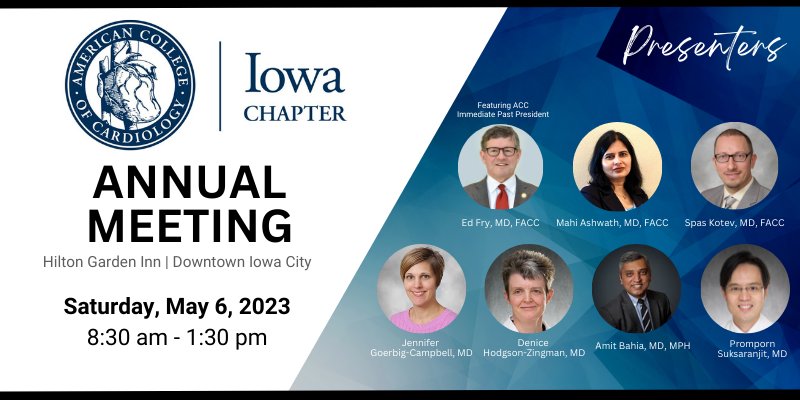 IowaACC's tweet photo. Join us in Iowa City, May 6th as ACC Immediate Past President @EdwardFryMD offers the keynote, and you won't want to miss updates in Heart Failure, EP, Cardiac Imaging &amp; Interventional Cardiology.  

https://t.co/EWmvu6X45u https://t.co/OfXeQpAabs