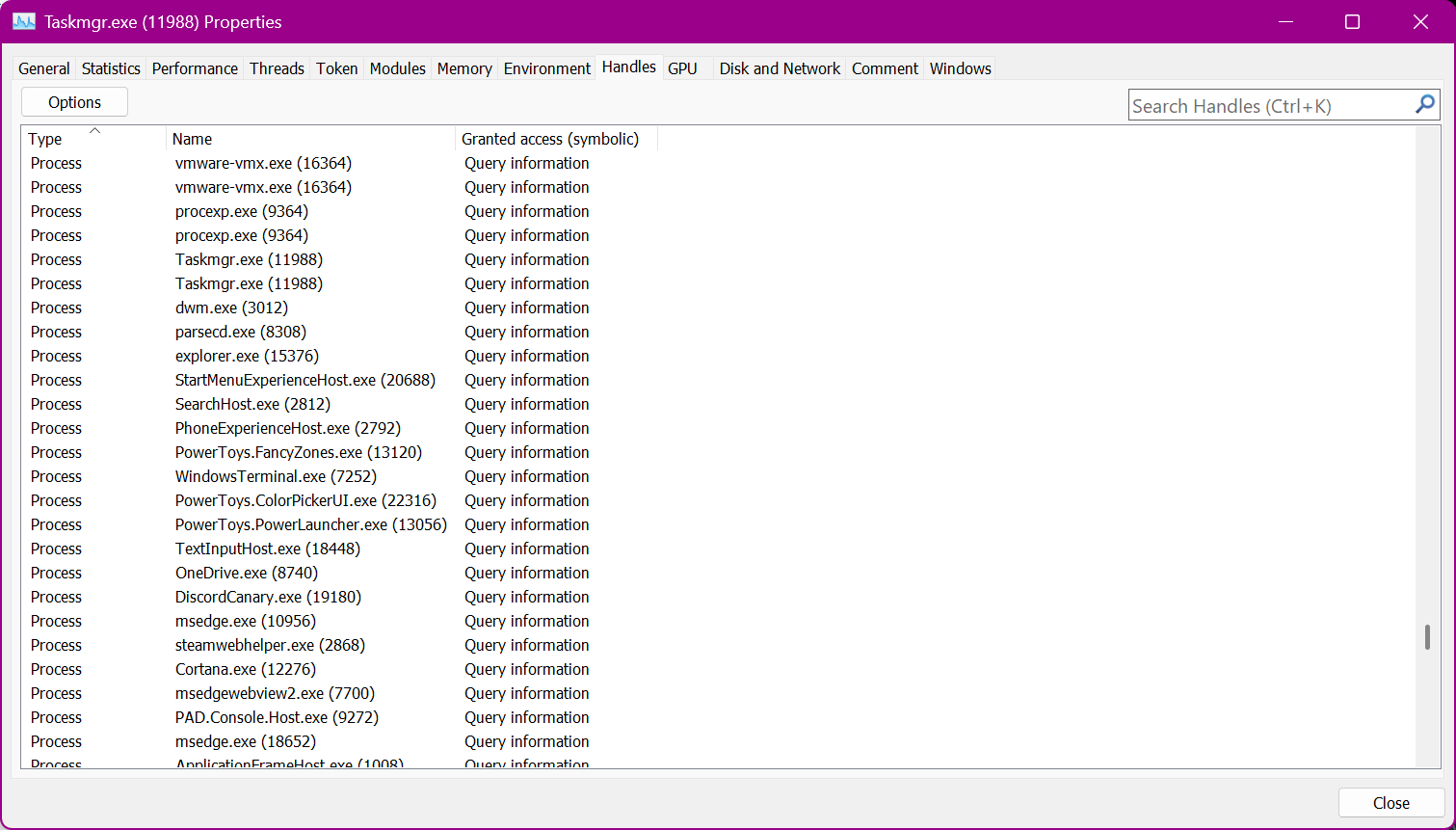 Xeno on Twitter "NTAuthority It seems to not be closing handles when it queries processes