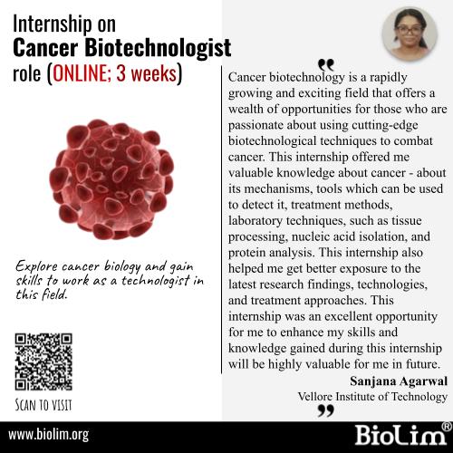 biolimcst's tweet photo. Want to know how this pre industrial internship programme on Cancer Biotechnologist role will be? Read what a learner said.
To know more : https://t.co/LRf6NRsz2z
#cancerbiotechnology #biotechnologist #cancerresearch #cancerbiology #oncology #stemcareers #cancertherapeutics https://t.co/XPMF2sZRC4