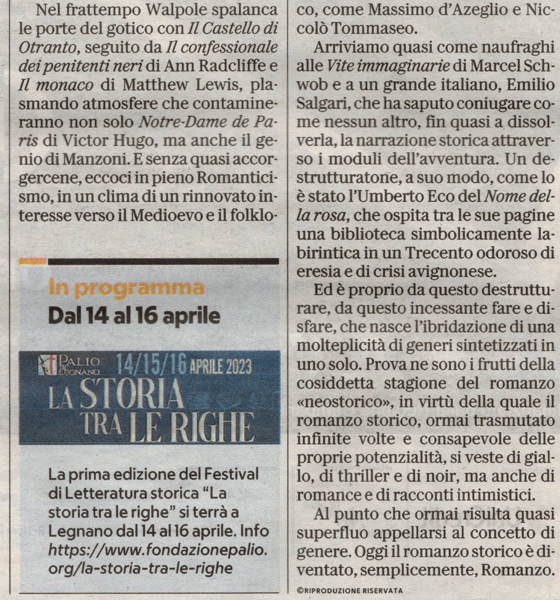 #ParlanoDiNoi
Sulle pagine di <a href="/Robinson_Rep/">Robinson di Repubblica</a> <a href="/repubblica/">Repubblica</a> intervista a <a href="/MarcelloSimoni/">Marcello Simoni</a> primo ospite, venerdì 14 aprile alle ore 21:00 a #LaStoriaTraLeRighe #FestivalDiLetteraturaStorica #Legnano