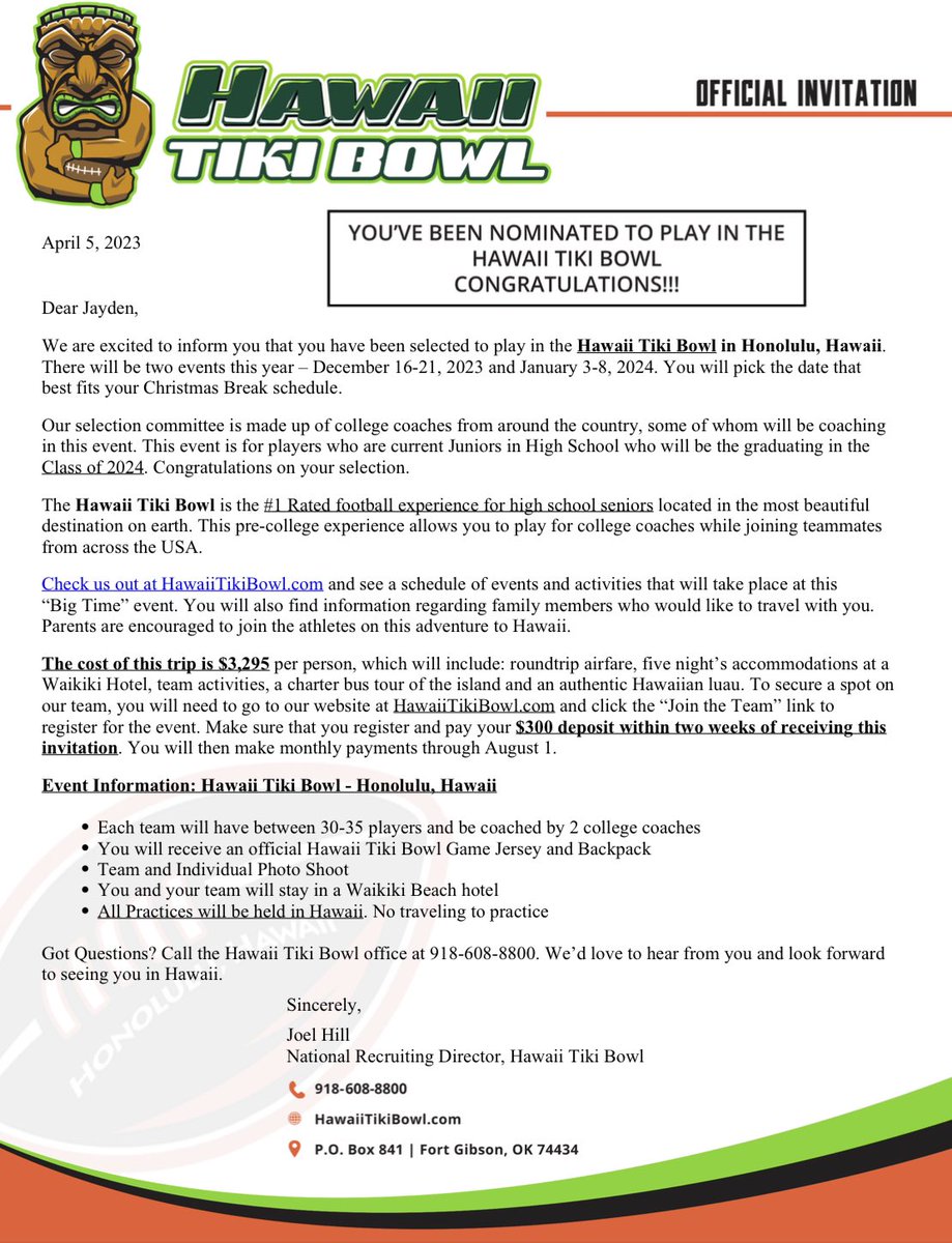 Proud to be invited to the Hawaii Tiki Bowl🙏🏽