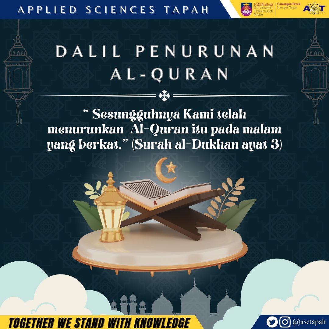 ASeTapah's tweet photo. ✨SALAM NUZUL AL QURAN 2023M / 1444H✨

Assalammualaikum dan Salam UiTM Dihatiku✨ https://t.co/47RQ6votnv