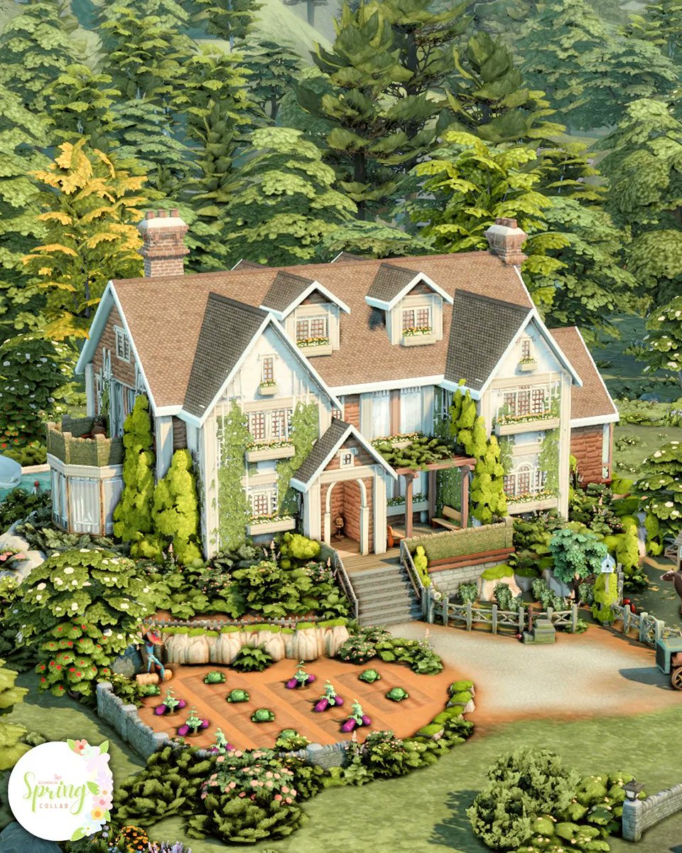 create4sims's tweet photo. New speed build on my Youtube Channel 🌿 https://t.co/XVL6n46T9X
Huge Family Farmhouse || no CC 
This is my contribution to #bloominginspringcollab hosted by @gardenova_sims 🌱
Gallery ID: create4sims. 
#thesims #sims4 #thesims4 #simspiration  @TheSims https://t.co/l4jh4G1lI4