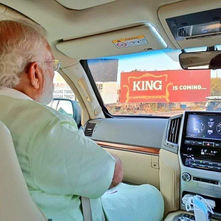 RakeshReddyBRS's tweet photo. What a click! Beware @BRSparty. The real king @narendramodi ji is here. Your time is up! 

#SwagatamModiJi https://t.co/nkui94vdGa