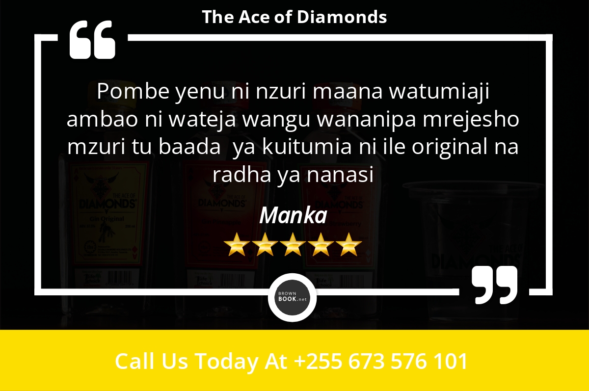 aceofdiamondgin's tweet photo. 5 Star: Manka "Pombe yenu ni nzuri maana watumiaji ambao ni wateja..." https://t.co/PEYrdPBx38 https://t.co/e564xHjyZy