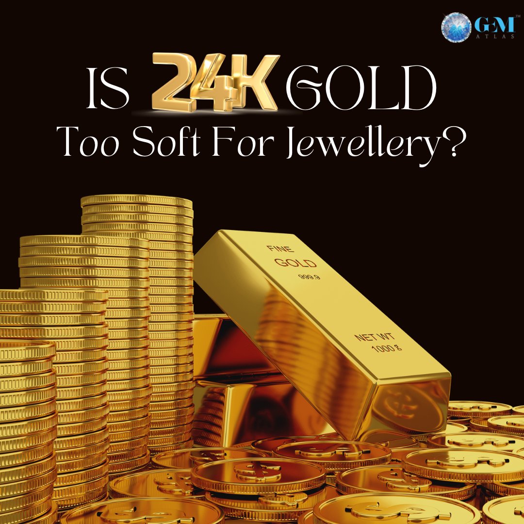GemAtlas's tweet photo. 24k gold is pure gold and is generally considered too soft for use in jewellery. This is because pure gold is a relatively soft metal, and is easily scratched or dented, which can lead to damage or loss of stones in the jewellery. https://t.co/nWjYl1Gi3b