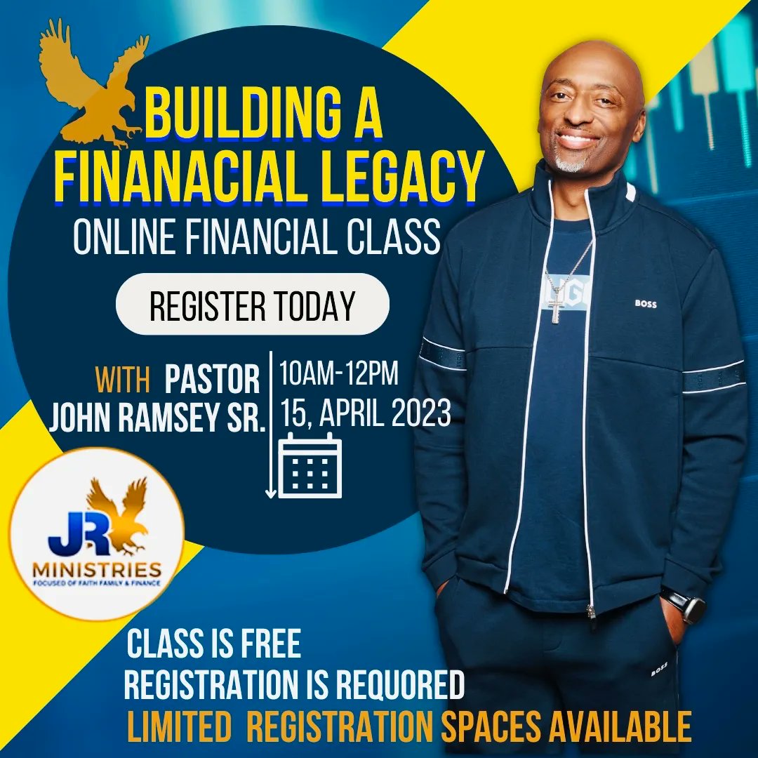 newlifeindy's tweet photo. Join Pastor John Ramsey Sr. for Building A Financial Legacy, an online finance class. Registration is free see the link below. Don’t delay, register today…as the class has limited spacing. 

https://t.co/SZhRjGboep https://t.co/Em9rBiUFmx