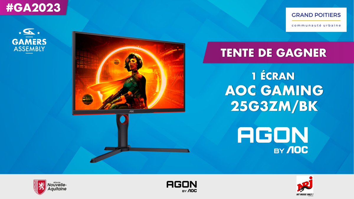GamersAssembly's tweet photo. On peut toujours compter sur @AGONbyAOCFR pour nous vendre du rêve ! 🤩

🖥 Pour tenter de remporter 1 écran AOC Gaming 25G3ZM/BK :

💬 Commente avec #GA2023
✅ Follow @AGONbyAOCFR et @GamersAssembly
🔁 RT

TAS LE 10/04. GLHF ! 🎁 https://t.co/b91CXEV4jn