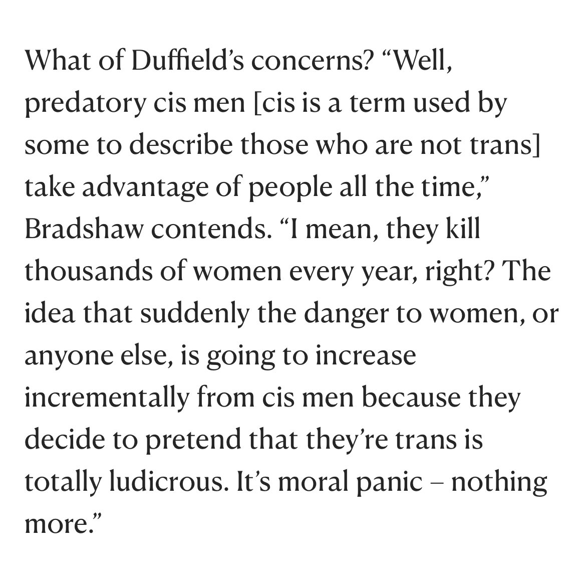 This is despicable from ⁦@BenPBradshaw⁩. Men kill loads of women anyway, so why bother keeping the few safeguards women have.