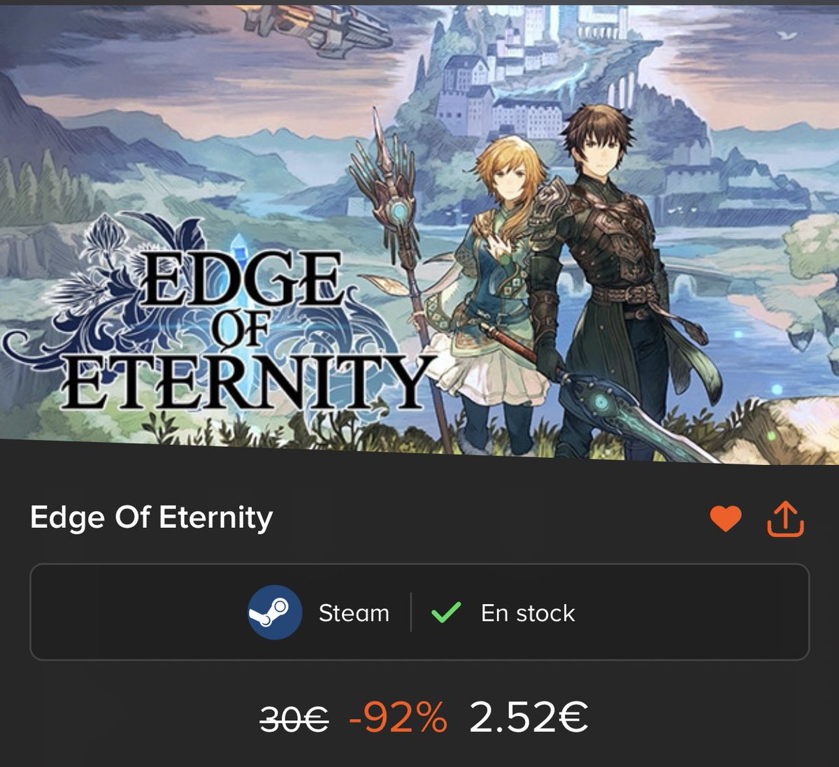 OFERTAZA! #EdgeOfEternity por solo 2,52€ para Steam, casi regalado 😁

instant-gaming.com/es/3396-compra…