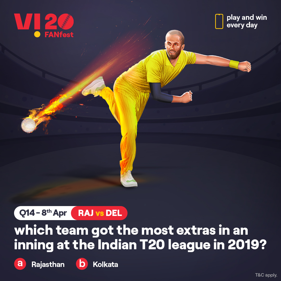Here’s your chance to win the hottest prizes. Comment #Vi20FANFest with the right answer to all the questions today and stand a chance to win big – a📱every day. The one who gets the most questions right this season will get 2 tickets to the finale. #ContestAlert #Cricket