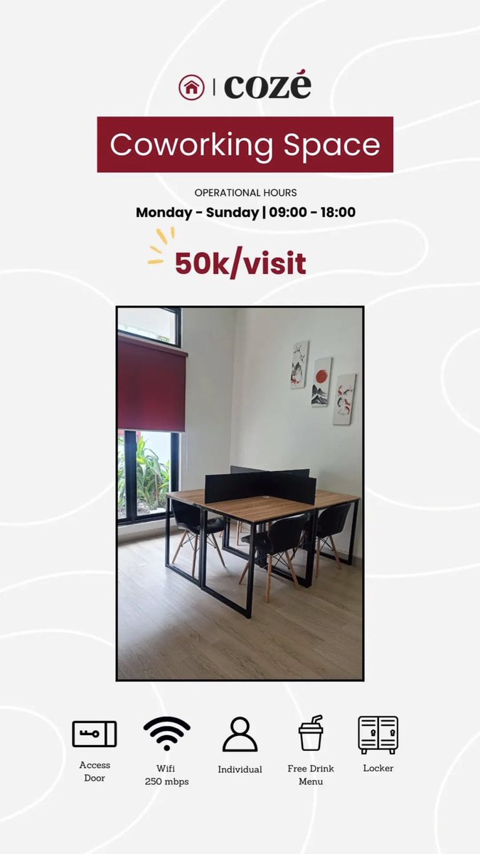 anticurut's tweet photo. @marjono__ Kalo ada di Jaksel, nih ada coworking space yg enak bgt. Internetnya beuuuh aman lah buat meeting full on cam. Ada yg bisa utk sendiri dan ada yg sharing tempatnya. Harga? 50K per hari aja udh free makanan/minuman. Cuss kepoin ignya https://t.co/PVmhZby3rB https://t.co/auuNRZugst