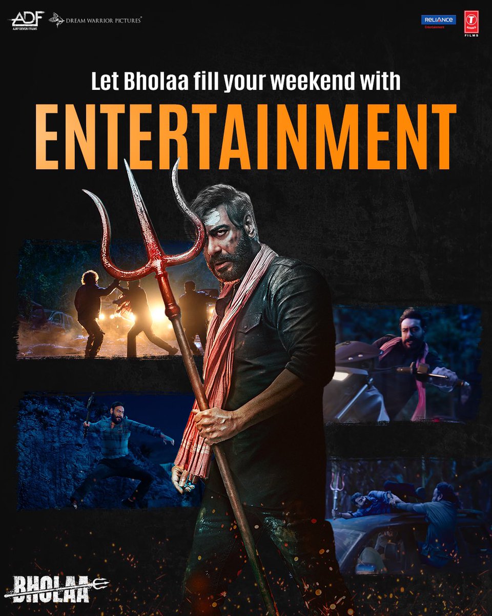 ADFFilms's tweet photo. Make your weekend action-packed with entertainment!
Book tickets now.
https://t.co/0DmAm6YmTn
#BholaaInCinemasNow
#BholaaIn3D #BholaaThisWeekend
@ajaydevgn #Tabu #VineetKumar @imsanjaimishra @raogajraj #DeepakDobriyal @Tarun_Gahlot @TSeries @dreamwarriorpic @RelianceEnt https://t.co/WfdSUqOmOC