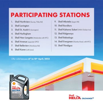 DaviesKinanga's tweet image. It is more than just an Oil Change with #ShellHelix. These are the 10 FREE checks you will get if you visit any of the Select Shell Petrol Stations listed below. #ShellHelixOilChange+