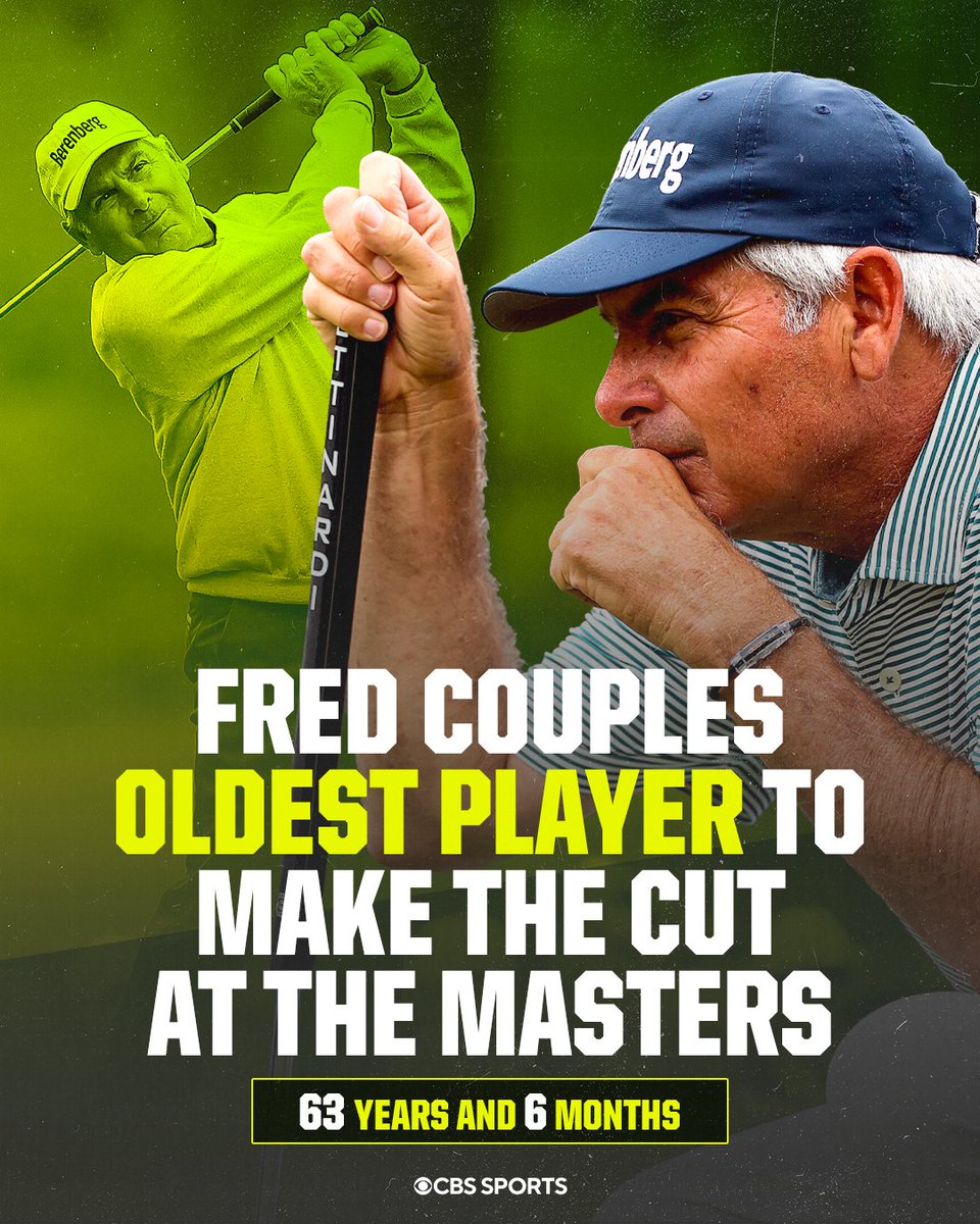 GolfonCBS's tweet photo. Fred Couples makes history at the 87th Masters Tournament. https://t.co/VP8hfYJDvv