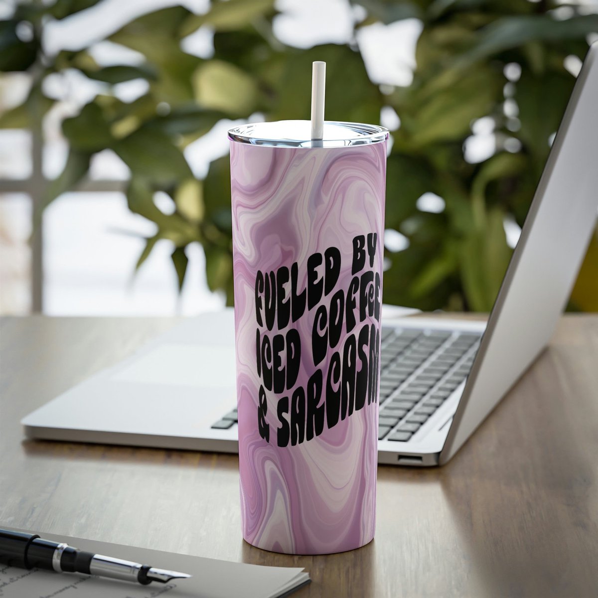 Excited to share this from my #etsy shop: Marble Fueled by Iced Coffee and Sarcasm Skinny Steel Tumbler with Straw, 20oz, Iced Coffee, Mothers Day Gift, Gifts for her #icedcoffeecup #fueledbycoffee #coffeeandsarcasm #marbletumbler #mothersdaygift etsy.me/3MqHCza