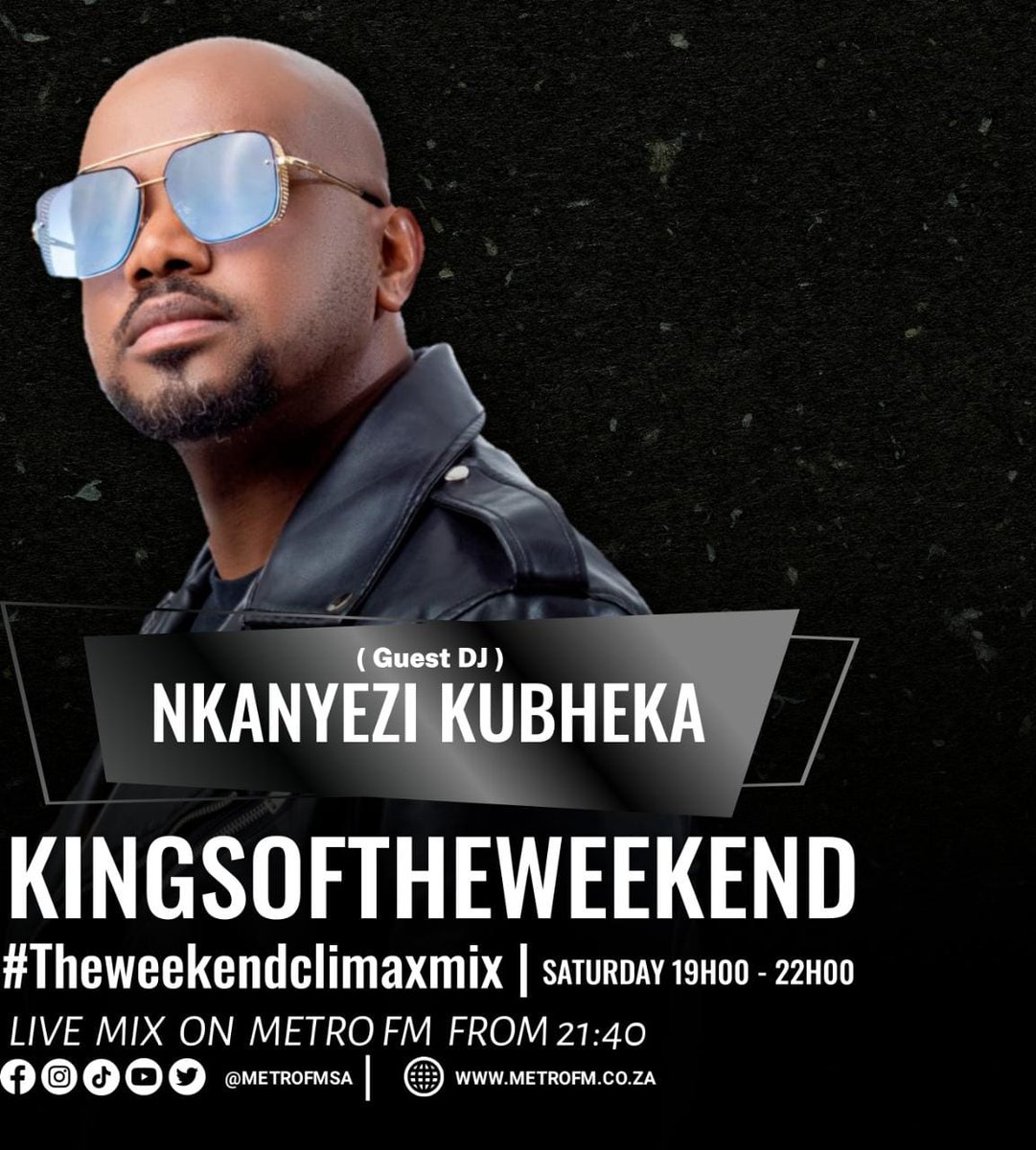 Catch me live on <a href="/METROFMSA/">METROFM SABC</a> tonight at 9:40pm with the Kings of The Weekend. ✨️✨️