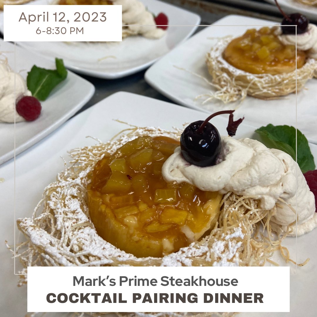It’s happening!
This Wednesday- Cocktail Pairing Dinner Event at Mark’s Prime Steakhouse Ocala. Advance tickets required.
Learn more at bit.ly/MarksPrimeOcal…
#florida #event #Foodie