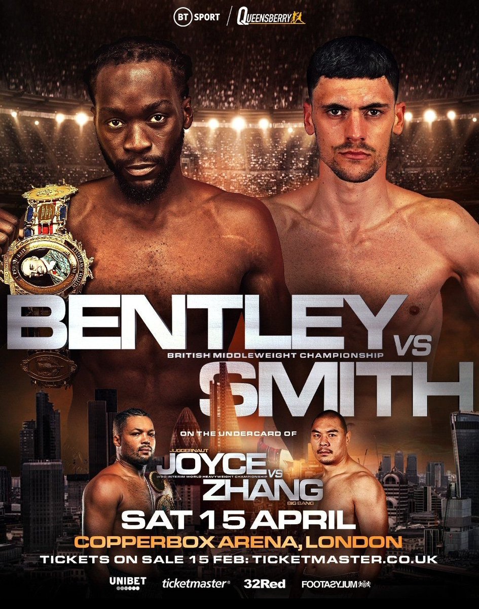 1️⃣ Week To Go....⌛️

Just 7 days until the British title showdown. 🇬🇧 

Denzel Bentley 🆚️ <a href="/kieransmith15/">KIERAN SMITH</a>

The Copperbox Arena is host to a monster night of action and 'The Chopper' is ready.💪

📺 - Live on @BTSportBoxing