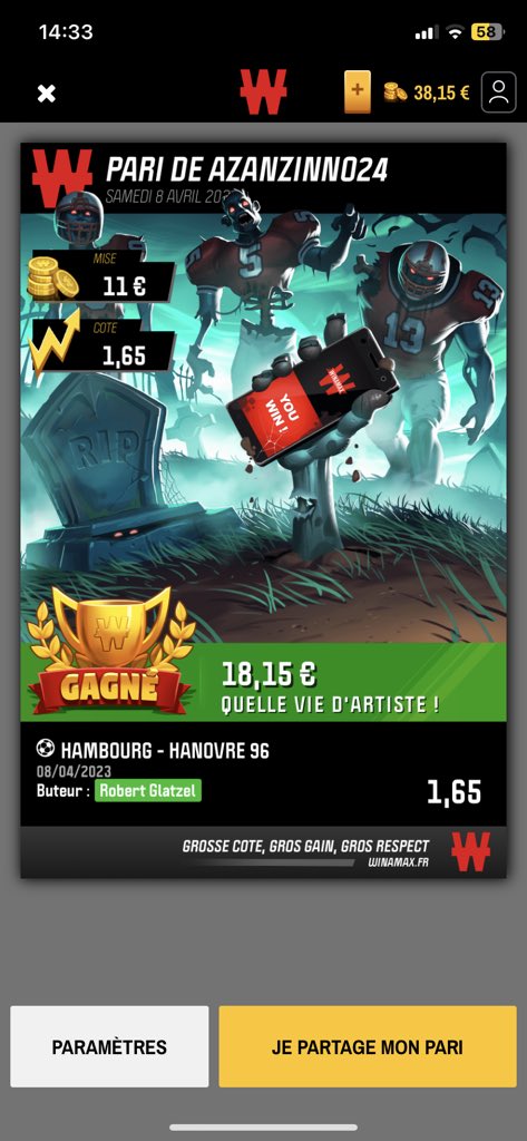 maximeazn1's tweet photo. @MncPronos Merci chef 👍 https://t.co/L6F1CHwEr5