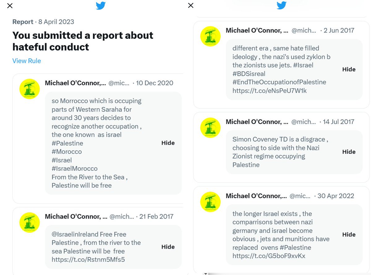 BestWebEnglish's tweet photo. 🔷#UPDATE on extremist Irish terrorist supporter @michaeloconnor9 [2,144 Followers]: 

Received acknowledgement of reports filed.
Awaiting action by @TwitterSupport @TwitterSafety @elonmusk, #EndJewHatred #StandUpToJewishHate    Say No To #Antisemitism /#TerroristContent. STOP Trivializing the #Holocaust and #Nazism. https://t.co/LhJeH3C6Q9 @TheIHRA  @chiefrabbi @deborahlipstadt @AntiBDS_Ireland @irlisrAlliance @HolocaustUK @het_ireland @HolocaustUK @HMD_UK @RachelRileyRR @LordIanAustin @GnasherJew @ukhomeoffice  @KarenPollock100 @grantshapps @AuschwitzMuseum @stephenpollard  @BoardofDeputies
